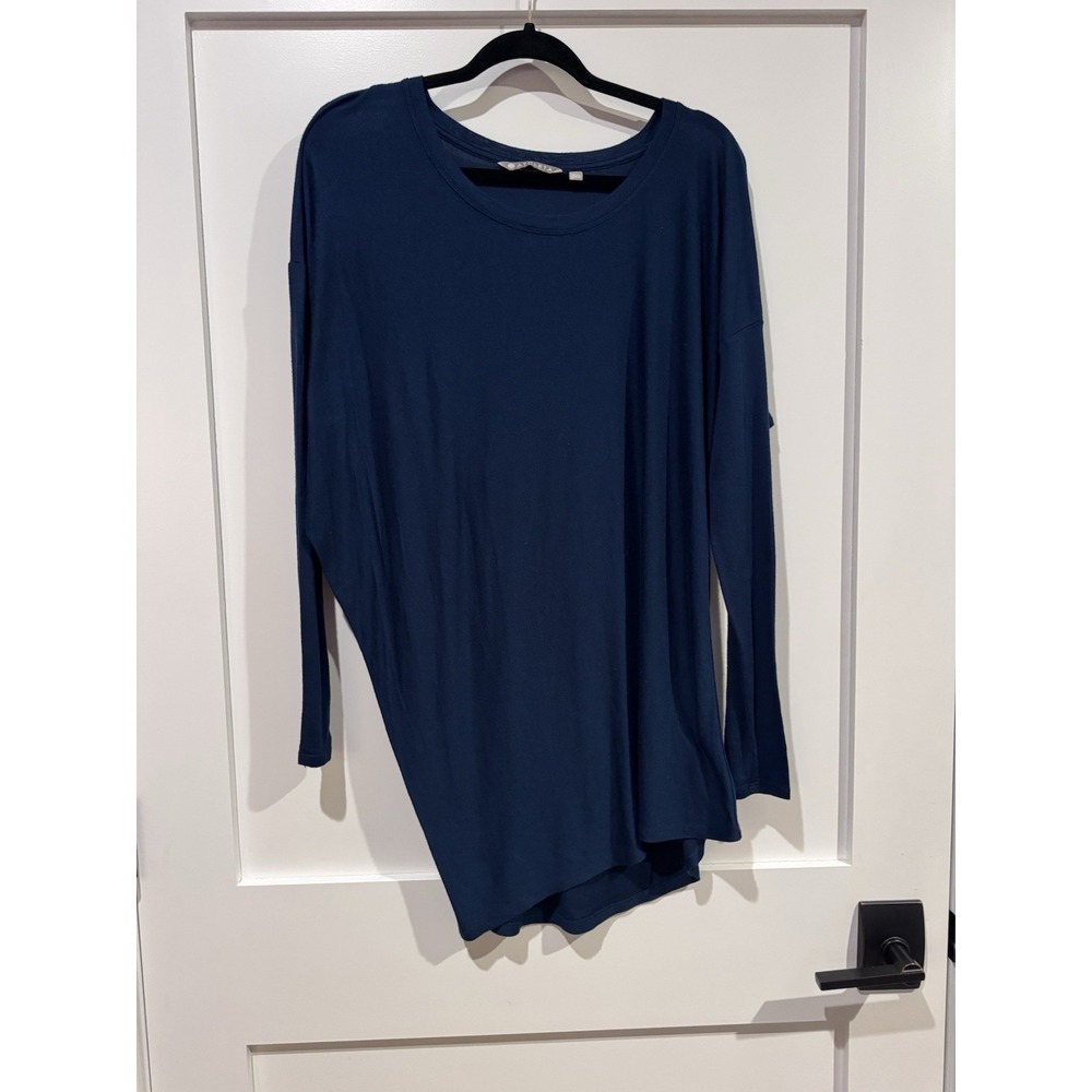Athleta Essence Long Sleeve Tunic Navy Blue Modal Blend Oversized Top Womens‎ M